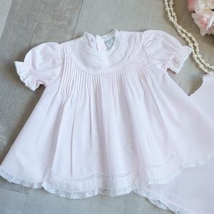Lace Trim Embroidered Slip Dress Pink Friedknit/Feltman Brothers NWOT
